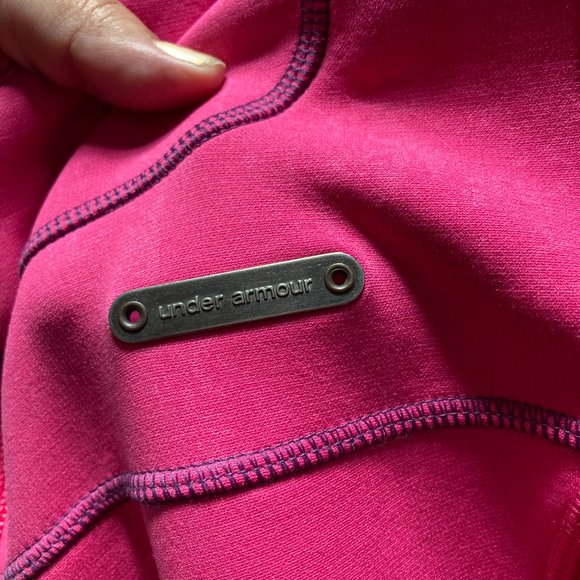 UNDER ARMOUR Hot Pink Purple Accents Zip Long Sleeve Fleece Jacket Womens Medium - Picture 4 of 16